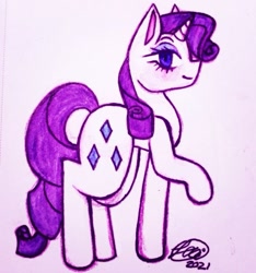 Size: 719x769 | Tagged: safe, artist:violetmilk, rarity, pony, unicorn, g4, signature, solo, traditional art