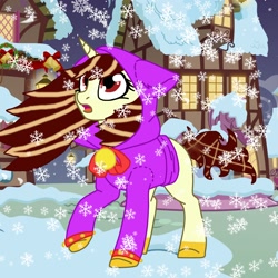 Size: 2048x2048 | Tagged: safe, oc, pony, unicorn, bell, brown eyes, clothes, female, high res, hoodie, solo