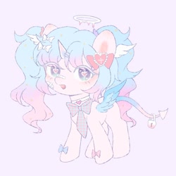 Size: 800x800 | Tagged: safe, artist:_nillabean_, oc, alicorn, pony, chibi, female, mare, pink background, simple background, solo