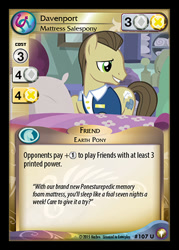 Size: 344x480 | Tagged: safe, enterplay, davenport, earth pony, pony, castle sweet castle, equestrian odysseys, g4, my little pony collectible card game, bed, ccg, male, merchandise, quills and sofas, solo, stallion