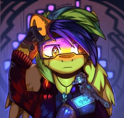 Size: 2000x1900 | Tagged: safe, artist:freak-side, bird, cyborg, pegasus, pony, robot, cyberpunk, glasses, photo, solo