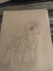 Size: 3024x4032 | Tagged: safe, artist:brisk bronco, derpibooru exclusive, big macintosh, earth pony, pony, g4, lineart, male, photo, solo, stallion, traditional art, unshorn fetlocks