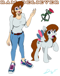 Size: 2248x2840 | Tagged: safe, artist:holdenwolfart, oc, oc only, oc:ram believer, human, pegasus, female, high res, humanized, simple background, solo, transparent background