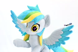 Size: 4096x2731 | Tagged: safe, artist:nekokevin, oc, oc only, oc:siriusnavigator, oc:siriusnavigator(alicorn), pegasus, pony, irl, photo, plushie, raised leg, solo, spread wings, wings