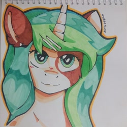 Size: 1600x1600 | Tagged: safe, artist:freak-side, pony, unicorn, female, marker drawing, photo, solo, traditional art