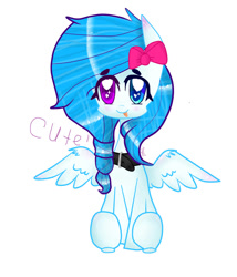 Size: 827x966 | Tagged: safe, artist:magicangelstarartist, oc, oc only, pony, art trade, bow, collar, female, heterochromia, mare, simple background, solo, text