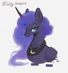 Size: 428x457 | Tagged: safe, artist:jelly_hamwich, princess luna, alicorn, pony, g4, bust, female, mare, portrait, solo, text