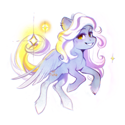 Size: 1723x1720 | Tagged: safe, artist:dearmary, oc, oc only, oc:sunset songbird, pegasus, pony, ear piercing, female, mare, piercing, simple background, smiling, solo, sparkles, white background