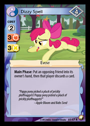 Size: 344x480 | Tagged: safe, enterplay, apple bloom, earth pony, pony, apple family reunion, equestrian odysseys, g4, my little pony collectible card game, ccg, derp, dizzy, female, filly, foal, merchandise, solo