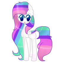 Size: 888x900 | Tagged: safe, artist:magicangelstarartist, oc, oc only, pony, colored wings, female, long neck, looking at you, mare, multicolored hair, multicolored wings, sideview, simple background, solo, wings