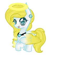 Size: 570x630 | Tagged: safe, artist:magicangelstarartist, oc, oc only, oc:angel light, pegasus, pony, colored wings, female, gradient wings, halo, jewelry, mare, multicolored wings, necklace, simple background, solo, wings