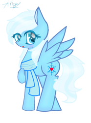 Size: 724x972 | Tagged: safe, artist:magicangelstarartist, oc, oc only, pegasus, pony, clothes, female, looking at you, mare, multicolored hair, scarf, simple background, solo