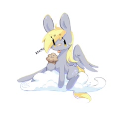 Size: 1229x1134 | Tagged: safe, artist:bubbletea, derpy hooves, pegasus, pony, g4, bandaid, bandaid on nose, cloud, female, food, mare, muffin, solo, tongue out