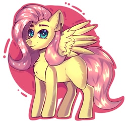 Size: 2000x2000 | Tagged: safe, artist:freak-side, fluttershy, pegasus, pony, g4, high res, looking at you, simple background, smiling, solo, spread wings, wings
