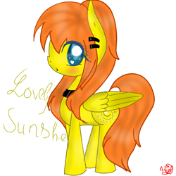 Size: 768x768 | Tagged: safe, artist:magicangelstarartist, oc, oc only, oc:lovely sunshine, pegasus, pony, collar, ear piercing, earring, female, jewelry, looking at you, mare, piercing, side view, solo