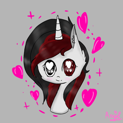 Size: 768x768 | Tagged: safe, artist:magicangelstarartist, oc, oc only, pony, unicorn, bust, female, heterochromia, mare, simple background, solo