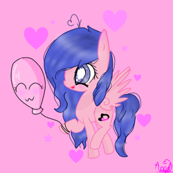 Size: 768x768 | Tagged: safe, artist:magicangelstarartist, oc, oc only, pegasus, pony, balloon, female, heart, heart eyes, mare, raised hoof, simple background, solo, wingding eyes