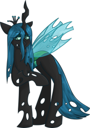 Size: 1324x1877 | Tagged: safe, artist:emmett, queen chrysalis, changeling, changeling queen, g4, commission, commissioner:reversalmushroom, crown, fangs, jewelry, regalia, simple background, transparent background, transparent wings, wings