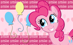 Size: 2560x1600 | Tagged: safe, artist:alicehumansacrifice0, artist:bengo538, artist:ooklah, edit, pinkie pie, earth pony, pony, g4, cutie mark, cutie mark background, female, looking up, mare, smiling, solo, wallpaper, wallpaper edit