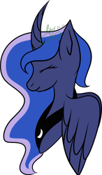 Size: 3000x5142 | Tagged: safe, artist:thecommandermiky, princess luna, alicorn, pony, g4, accessory, eyes closed, happy, horn, simple background, smiling, solo, spread wings, transparent background, wings