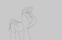 Size: 2013x1302 | Tagged: safe, artist:astr0zone, part of a set, zipp storm, pegasus, pony, g5, belly, chubby, cinnamon bun, eating, eyes closed, female, food, gray background, grayscale, mare, monochrome, part of a series, side view, simple background, sketch, solo, weight gain sequence