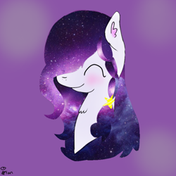 Size: 768x768 | Tagged: safe, artist:magicangelstarartist, oc, oc only, oc:galaxy soul, earth pony, pony, blushing, ethereal mane, eyes closed, simple background, solo, starry mane