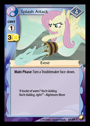 Size: 344x480 | Tagged: safe, enterplay, fluttershy, pegasus, pony, equestrian odysseys, g4, my little pony collectible card game, the cutie map, bucket, bucket of water, ccg, equalized, female, mare, merchandise, solo, water