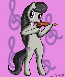 Size: 2480x2953 | Tagged: safe, artist:lurfy, octavia melody, earth pony, pony, g4, bipedal, female, high res, hoof hold, musical instrument, violin