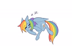 Size: 2048x1536 | Tagged: safe, artist:koiqxx, rainbow dash, pegasus, pony, g4, female, mare, simple background, sleeping, solo, white background