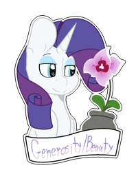 Size: 600x757 | Tagged: safe, artist:eivilpotter, rarity, pony, unicorn, g4, bust, element of generosity, female, flower, mare, mistmane's flower, simple background, solo, transparent background