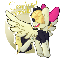 Size: 908x881 | Tagged: safe, artist:eivilpotter, songbird serenade, pegasus, pony, g4, my little pony: the movie, bow, simple background, smiling, solo, spread wings, transparent background, turned head, wings