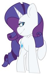 Size: 816x1216 | Tagged: safe, artist:eivilpotter, rarity, pony, unicorn, g4, female, looking at you, mare, raised hoof, simple background, solo, turned head