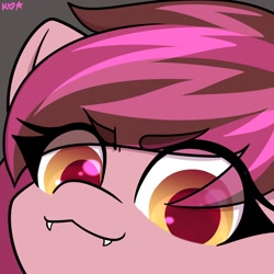 Size: 1500x1500 | Tagged: safe, artist:koapony, oc, oc only, pony, :3, cute, cute little fangs, eye clipping through hair, fangs, looking at you, solo