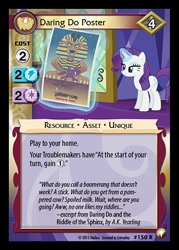 Size: 344x480 | Tagged: safe, enterplay, daring do, rarity, sphinx, castle sweet castle, equestrian odysseys, g4, my little pony collectible card game, ccg, levitation, magic, merchandise, poster, telekinesis, unamused