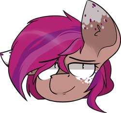 Size: 1864x1737 | Tagged: safe, artist:difis, oc, oc:asteroid trail, pegasus, pony, bedroom eyes, cute, emote, female, mare, pegasus oc, smiling, solo