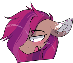 Size: 1505x1306 | Tagged: safe, artist:difis, oc, oc:asteroid trail, pegasus, pony, blushing, cute, emote, female, lewd face, licking, licking lips, mare, pegasus oc, solo, tongue out
