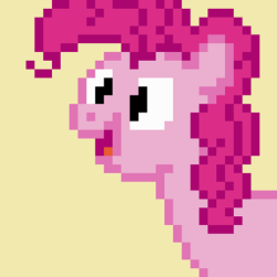 Size: 320x320 | Tagged: safe, artist:anxiouspon, pinkie pie, earth pony, pony, g4, open mouth, simple background, yellow background