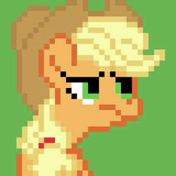 Size: 320x320 | Tagged: safe, artist:anxiouspon, applejack, earth pony, pony, g4, green background, pixel art, simple background