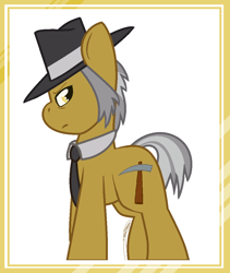 Size: 896x1064 | Tagged: safe, artist:eivilpotter, igneous rock pie, earth pony, pony, g4, hat, looking at you, male, necktie, simple background, solo, stallion