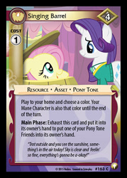 Size: 344x480 | Tagged: safe, enterplay, fluttershy, rarity, equestrian odysseys, filli vanilli, g4, my little pony collectible card game, barrel, ccg, merchandise