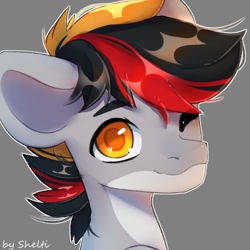 Size: 1000x1000 | Tagged: safe, artist:shelti, oc, oc only, pony, bust, colored pupils, commission, countershading, male, simple background, solo, stallion, wings