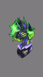 Size: 1151x2048 | Tagged: safe, artist:novadraws19205, oc, oc only, anthro, bust, curved horn, glowing, horn, lidded eyes, looking at you, solo