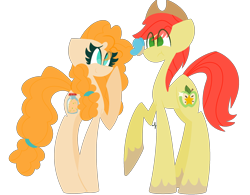 Size: 2052x1600 | Tagged: safe, artist:scridley-arts, bright mac, pear butter, earth pony, pony, g4, duo, female, male, ship:brightbutter, shipping, simple background, straight, transparent background