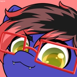 Size: 1500x1500 | Tagged: safe, artist:koapony, oc, oc only, pony, :3, cute, cute little fangs, eyebrows, eyebrows visible through hair, fangs, glasses, looking at you, solo