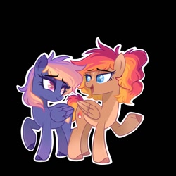 Size: 1200x1200 | Tagged: safe, artist:cosmicblaze_, oc, oc only, oc:nova, pegasus, pony, eyebrows, eyebrows visible through hair, lidded eyes, looking at each other, looking at someone, open mouth, open smile, smiling