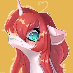 Size: 1000x1000 | Tagged: safe, artist:shelti, oc, oc only, pony, unicorn, bust, colored pupils, commission, female, horn, looking at you, mare, simple background, solo