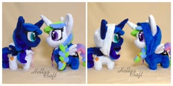 Size: 2048x1024 | Tagged: safe, artist:hellgacraft, princess celestia, princess luna, alicorn, pony, g4, chibi, clothes, duo, duo female, female, horn, irl, mare, photo, plushie, standing, wings