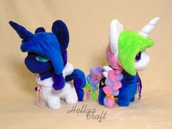 Size: 2048x1536 | Tagged: safe, artist:hellgacraft, princess celestia, princess luna, alicorn, pony, g4, chibi, clothes, duo, duo female, female, horn, irl, mare, photo, plushie, standing, wings