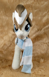 Size: 2418x3748 | Tagged: safe, artist:doctorkoda, oc, oc only, earth pony, pony, clothes, commission, happy, high res, irl, male, photo, scarf, smiling, solo, stallion, standing, striped scarf