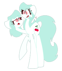 Size: 1876x2144 | Tagged: safe, artist:scridley-arts, oc, oc only, oc:cherry boop, oc:cherry loop, pony, duo, multiple heads, simple background, transparent background, two heads